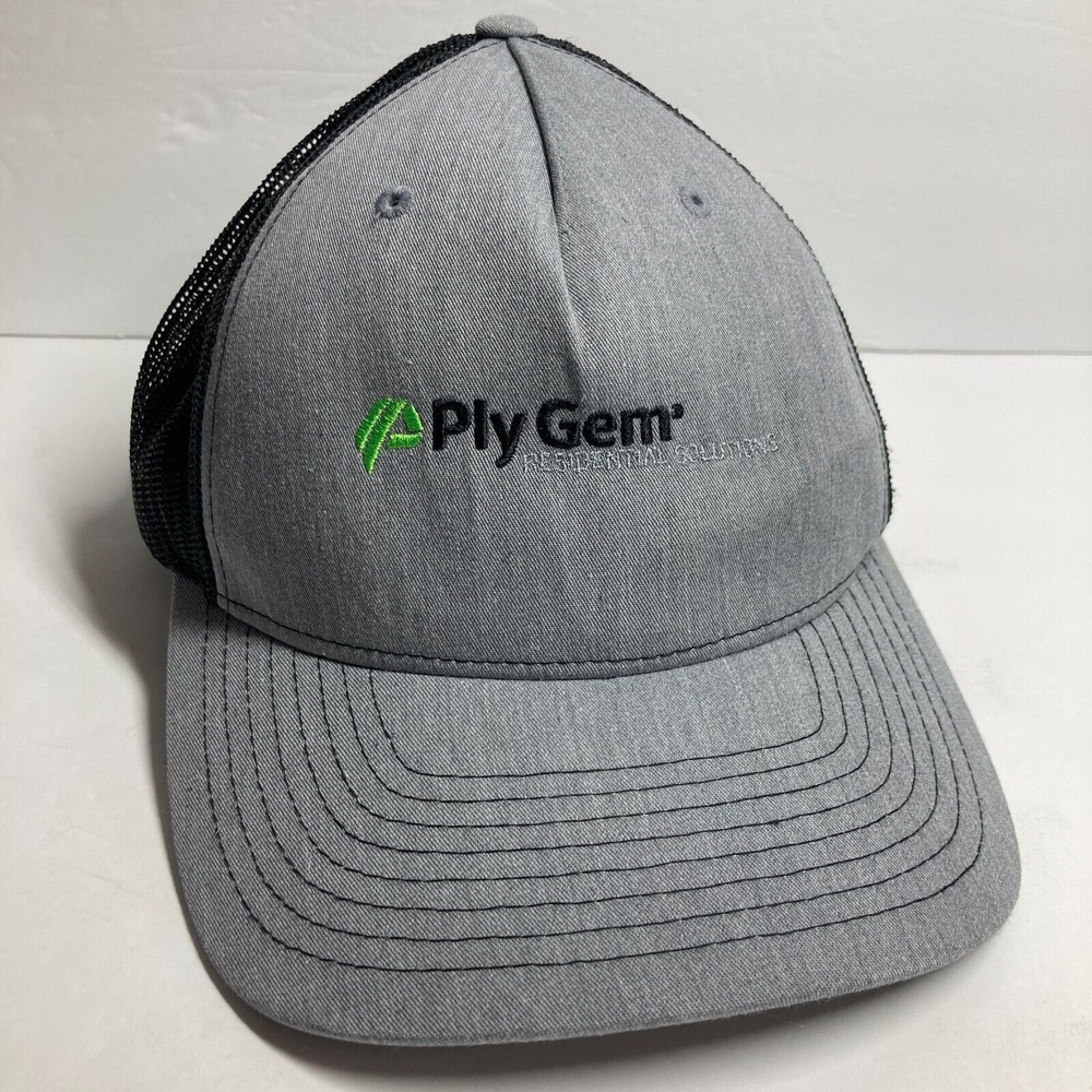Ply Gem Exterior Solutions Cap Hat Adult‎ Gray Black  Mesh Snapback Adjustable